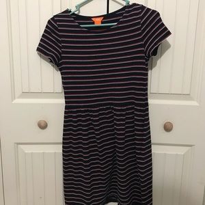 Black red and white striped dress